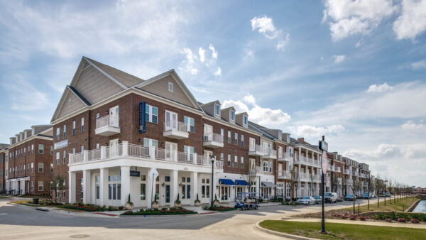 Exterior of The Kathryn apartments and townhomes for rent in Frisco.